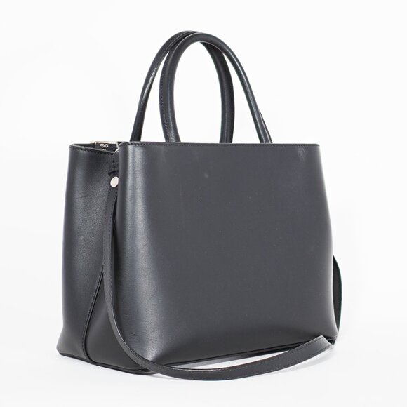 Fendi Petite 2Jours Black Leather Tote with Multicolor Dolce Studs - Picture 4 of 15